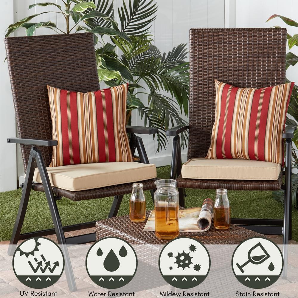 Stone Square 18" Outdoor Chair Pad Set with UV-Resistant Fabric