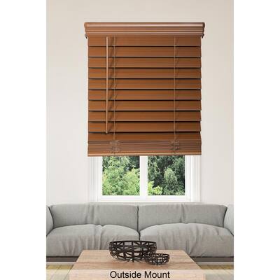 Cut to Width Maple Cordless 2.5 in. Premium Faux Wood Blind - 42 in. W x 48 in. L