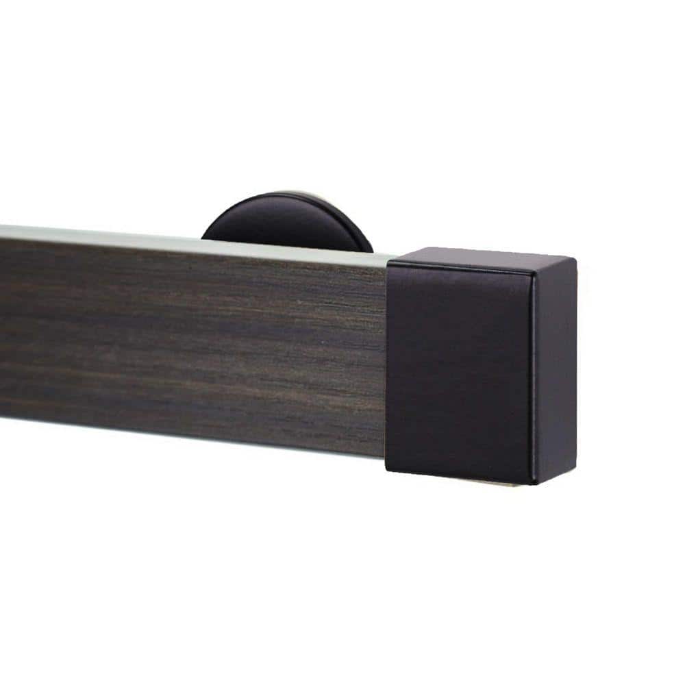 Kontur EVO Pro 48 in. Non-Adjustable 2 in. Single Traverse Curtain Rod Set in Chocolate with Black Endcap Finial