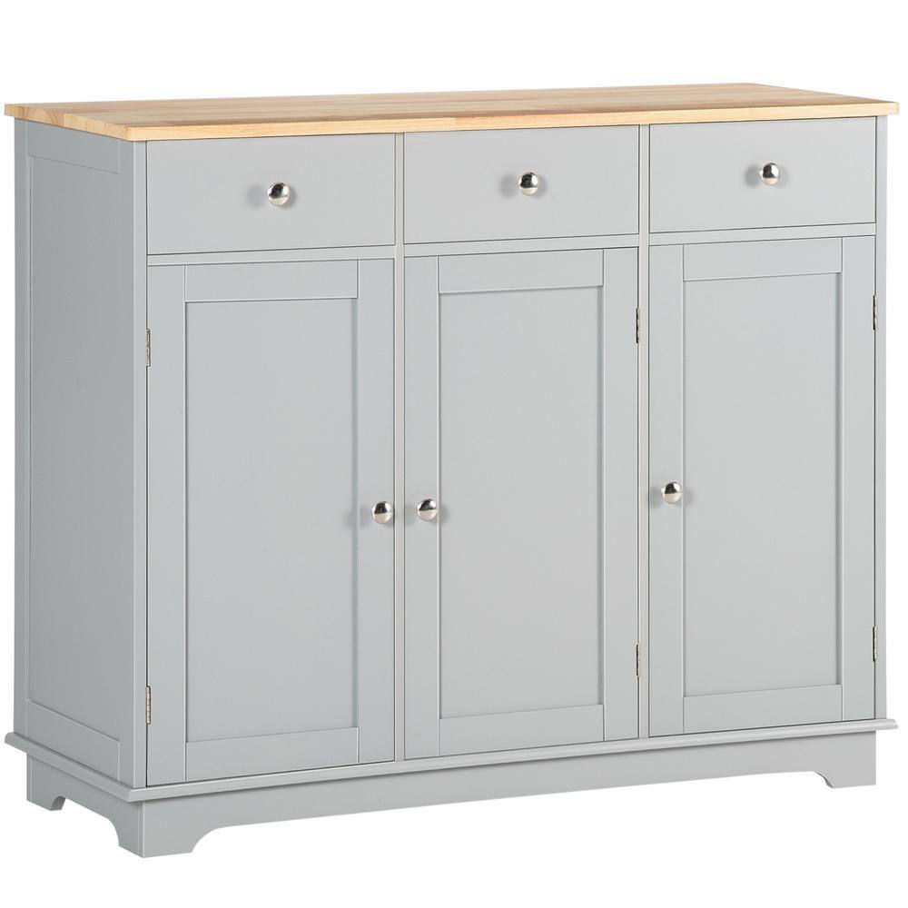39.75 in. W x 15.25 in. D x 32.25 in. H Gray Linen Cabinet Sideboard with 3
