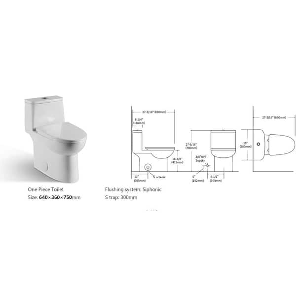 Hlihome 12 In Rough In 1 Piece 1 6 Gpf Side Left Dual Flush Elongated Siphonic Jet Toilet In White Seat Included Dk 9073 Sld134