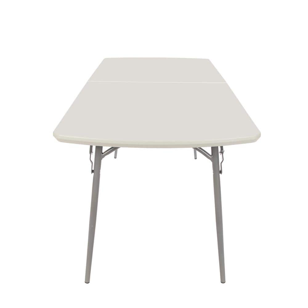 Gray 6 ft Fold-In-Half Banquet Table with Steel Frame