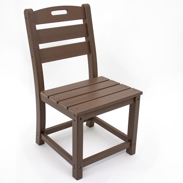 Kahomvis Brown Retro Aesthetic Ergonomic Design Outdoor Plastic Patio Dining Chair (Set of 1)