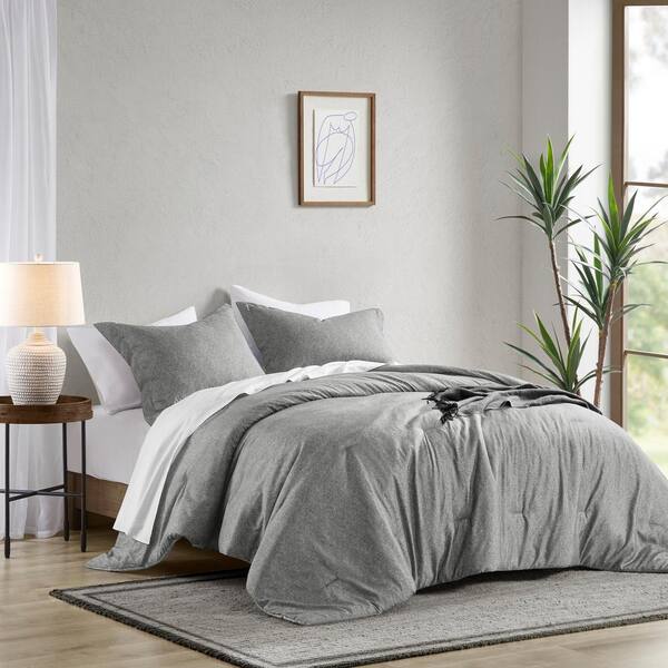 Full/queen Textured Chambray Cotton factory Comforter and Sham Set