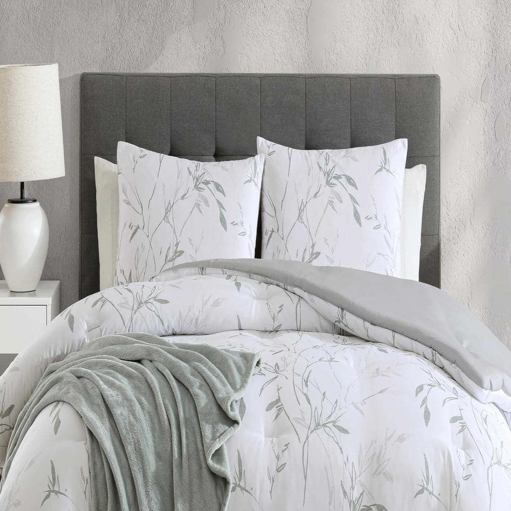 King Green Microfiber Reversible Bedspread Set