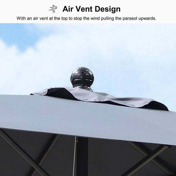 11 ft. Octagon Patio Umbrella Outdoor Table Umbrella Aluminum Frame Market Umbrella with 8-Sturdy Ribs, Light Gray