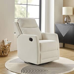 Ana Modern Beige Upholstered 360° Swivel Rocker Recliner