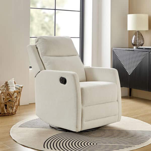 JAYDEN CREATION Ana Modern Beige Upholstered 360° Swivel Rocker Recliner