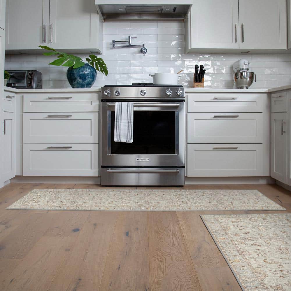 Jordan Oatmeal Easy-Care 24" x 76" Polyester Runner Rug