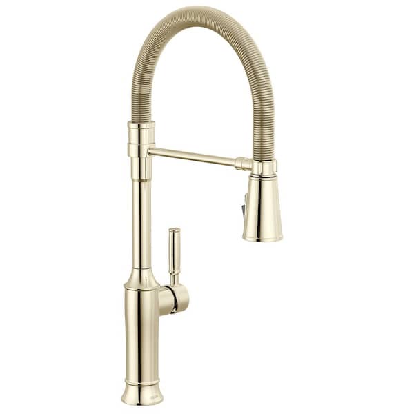 Renaldi Spring Spout Lumicoat Polished Nickel 22.63 in. H Pull Down Sprayer Kitchen Faucet 360° Spout Swivel