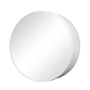 20 in. W x 20 in. H Round White Metal Framed Recessed/Surface Mount Medicine Cabinet with Mirror