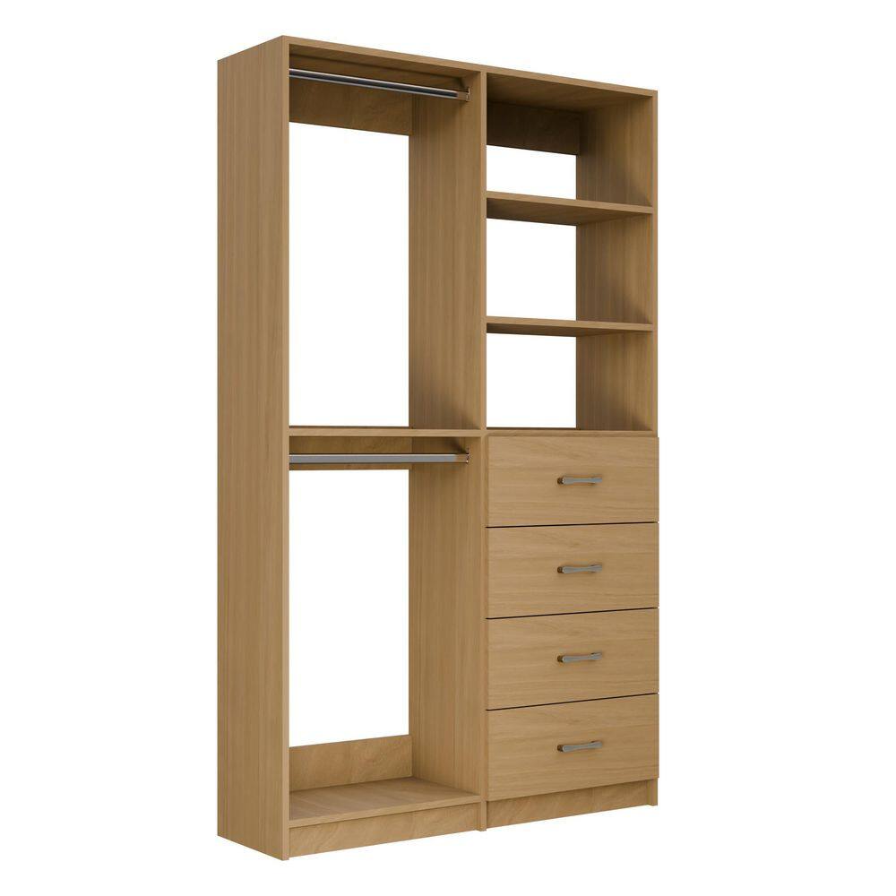 Alto 54.75 in. W Oak Double Hang and 4-Drawer Tower 10-Shelf Wood Closet System price history on PriceWatchPro