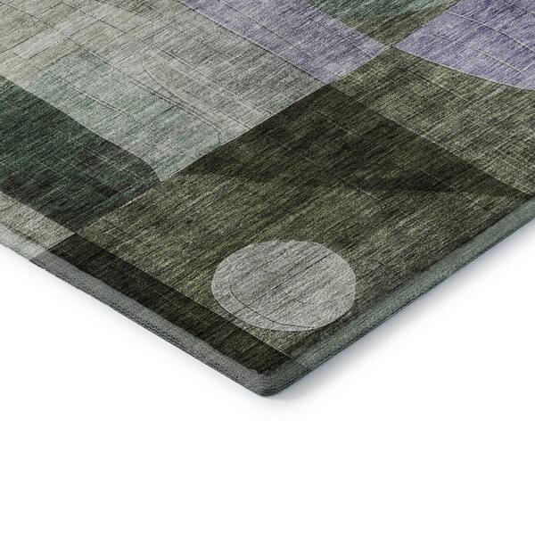 Mayfield Premium Machine Washable Abstract AMF1117 Olive 2 ft. x 3 ft. Area Rug
