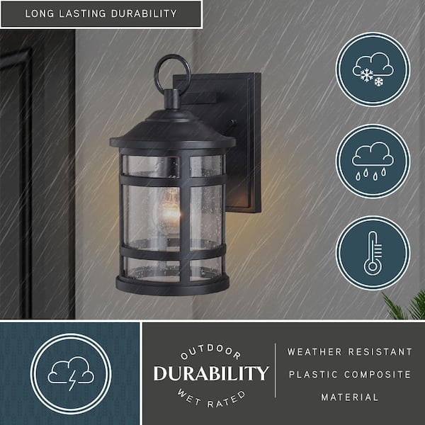 Southport Rust Proof 1 Light Black Coastal Outdoor Wall Lantern Clear Glass