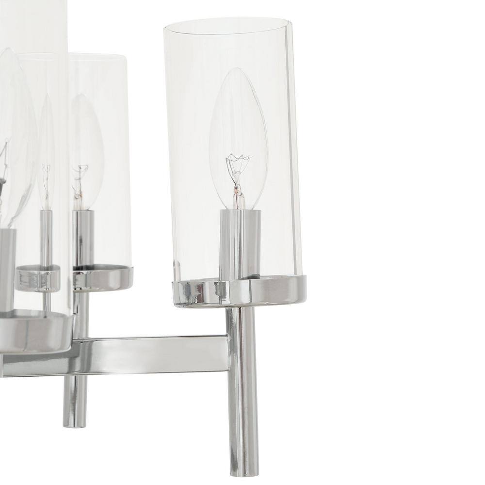 Chrome Cage 6-Light Chandelier with Clear Glass Shades