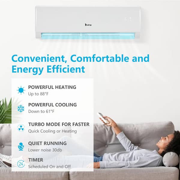 Karl home 17 SEER 11000 BTU 1-Ton WiFi Ductless Mini Split Air Conditioner  and Heat Pump Variable Speed Inverter 230/208V K1G46000652+653