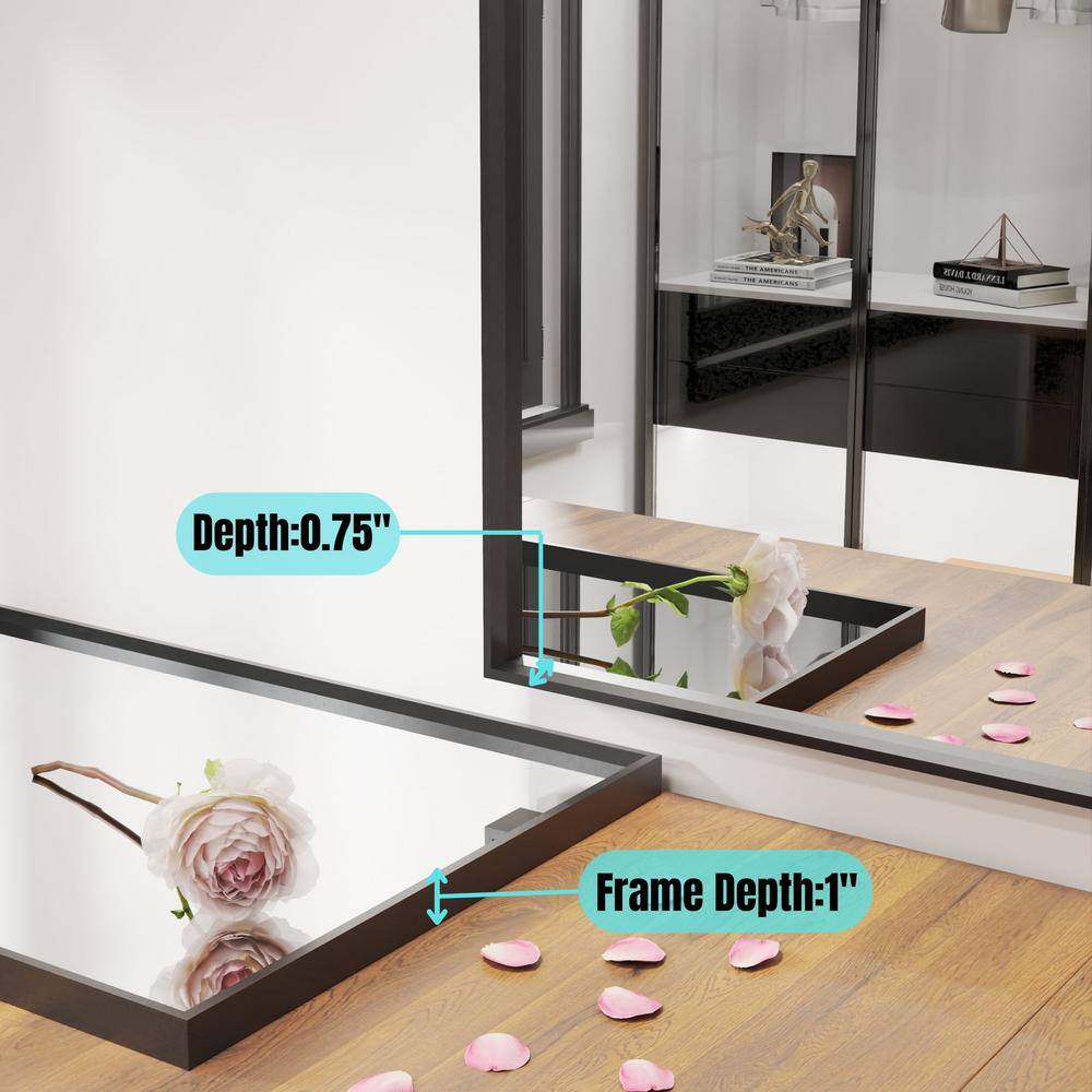 24" x 36" Black Metal Framed Rectangular Vanity Mirror