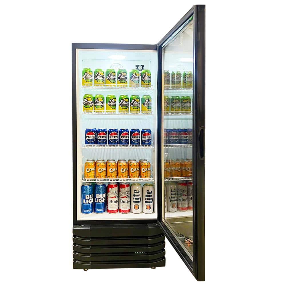 Black Glass Commercial Display Refrigerator with Wire Shelves