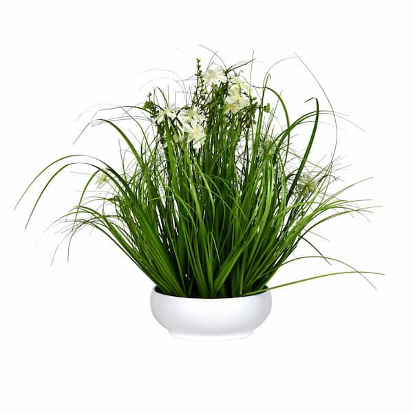 Vickerman 21 in Artificial Potted Cream Cosmos and Green Grass.