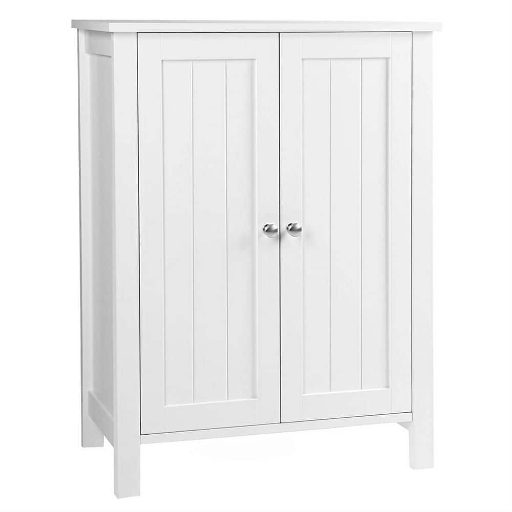 23.6 in. W x 11.8 in. D x 31.5 in. H White Freestanding Bathroom Linen Cabinet with 2 Doors and Shelves -  Dracelo, B07179YRBW