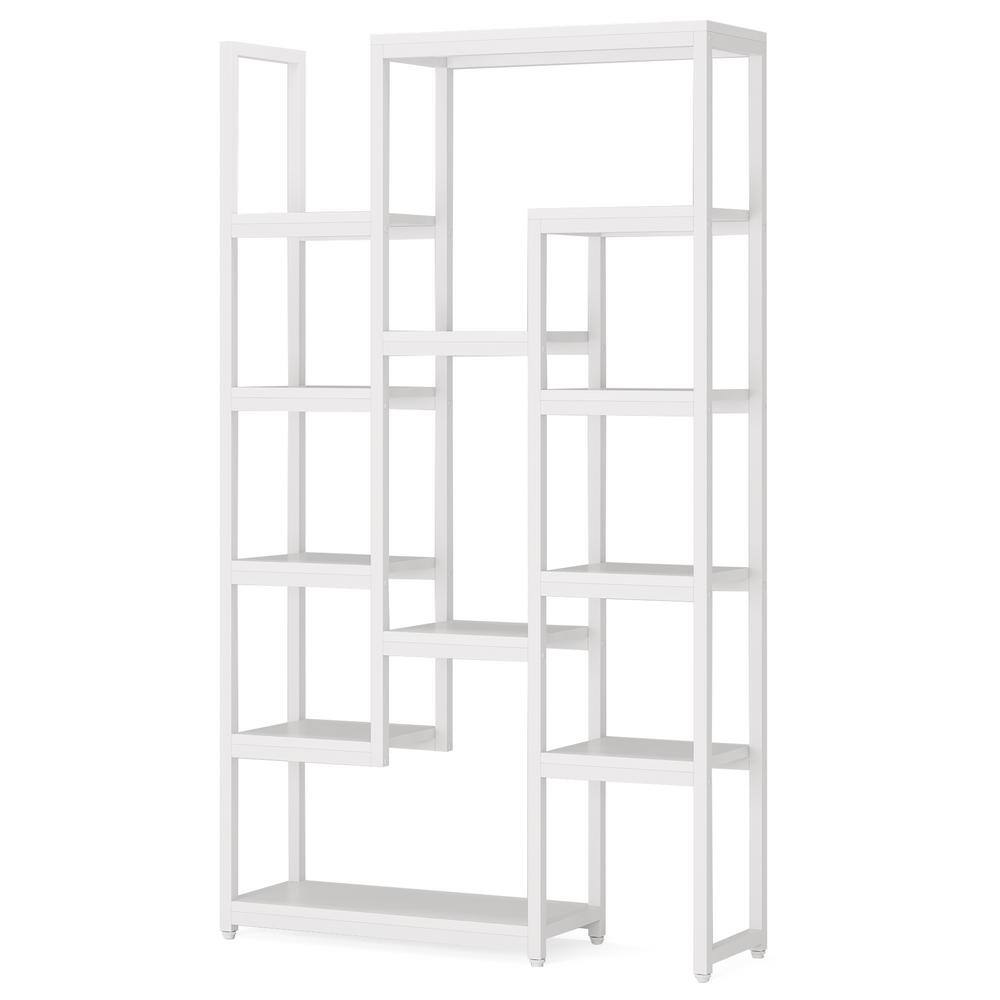 BYBLIGHT Eulas 71 in. White MDF 6 Shelves Standard Bookcase