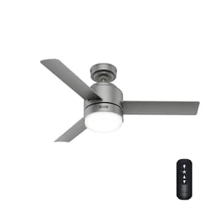 Gilmour 44 in. Indoor/Outdoor Matte Silver Ceiling Fan with Light Kit and Remote Included