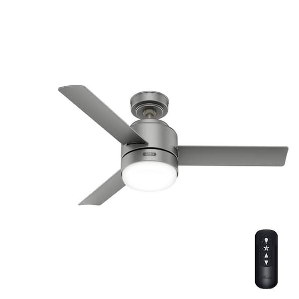Hunter Gilmour 44 in. Indoor/Outdoor Matte Silver Ceiling Fan with Light Kit and Remote Included