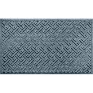 Aqua Shield Lattice Bluestone 35 in. x 59 in. PET Polyester Indoor Outdoor Door Mat