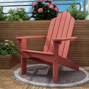 Red Adirondack Chairs with Cup Holder for Fire Pit and Garden