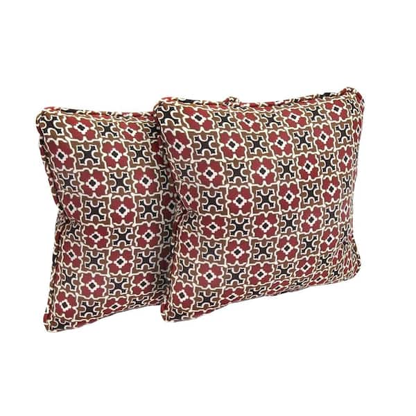Hampton Bay Fall River Red Outdoor Throw Pillow (2-Pack)