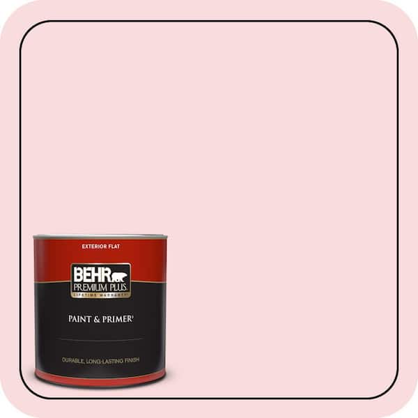 BEHR PREMIUM PLUS 1 qt. #130C-1 Powdered Blush Flat Exterior Paint & Primer
