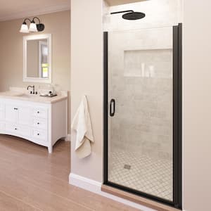 Infinity 34 in. x 65-9/16 in. Semi-Frameless Hinged Shower Door in Oil Rubbed Bronze with Clear Glass