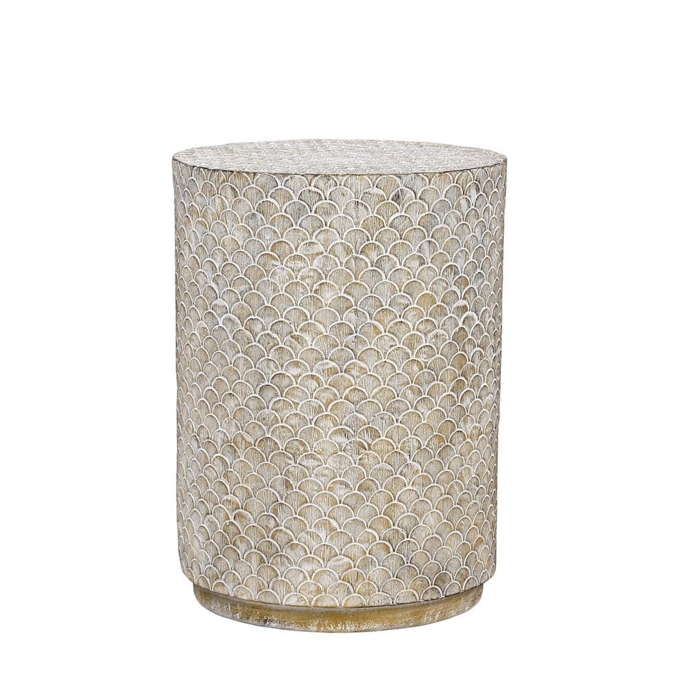 DARKiNGS Faux Stone Outdoor End Table in Beige ZHY2023227005 - The Home ...