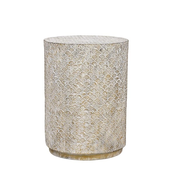 DARKiNGS Faux Stone Outdoor End Table in Beige