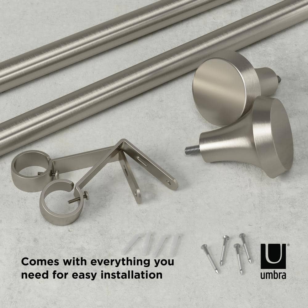 Ella Nickel Adjustable Modern Curtain Rod 72'' to 144''