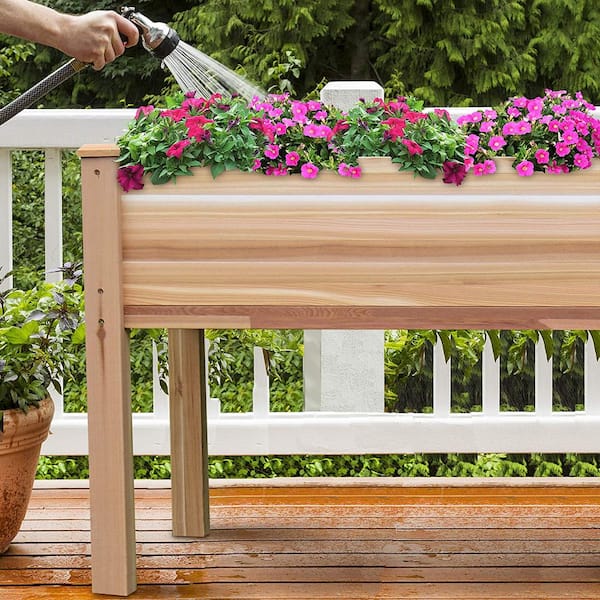 72 in. x 23 in. x 30 in. Raised Garden Bed, Red Cedar Wood Herb Planter Box