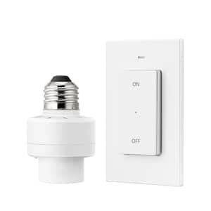120-Volt Remote Control Light Bulb Switch Socket, White (1 Wall Mounted Controller Plus 1 Bulb Base)