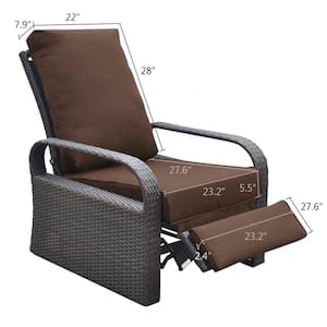 Automatic Adjustable Wicker Outdoor Chaise Lounge with brown Cushions