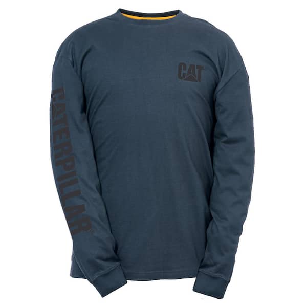 Caterpillar Trademark Banner Men's Tall-X-Large Dark Marine Cotton Long Sleeve T-Shirt