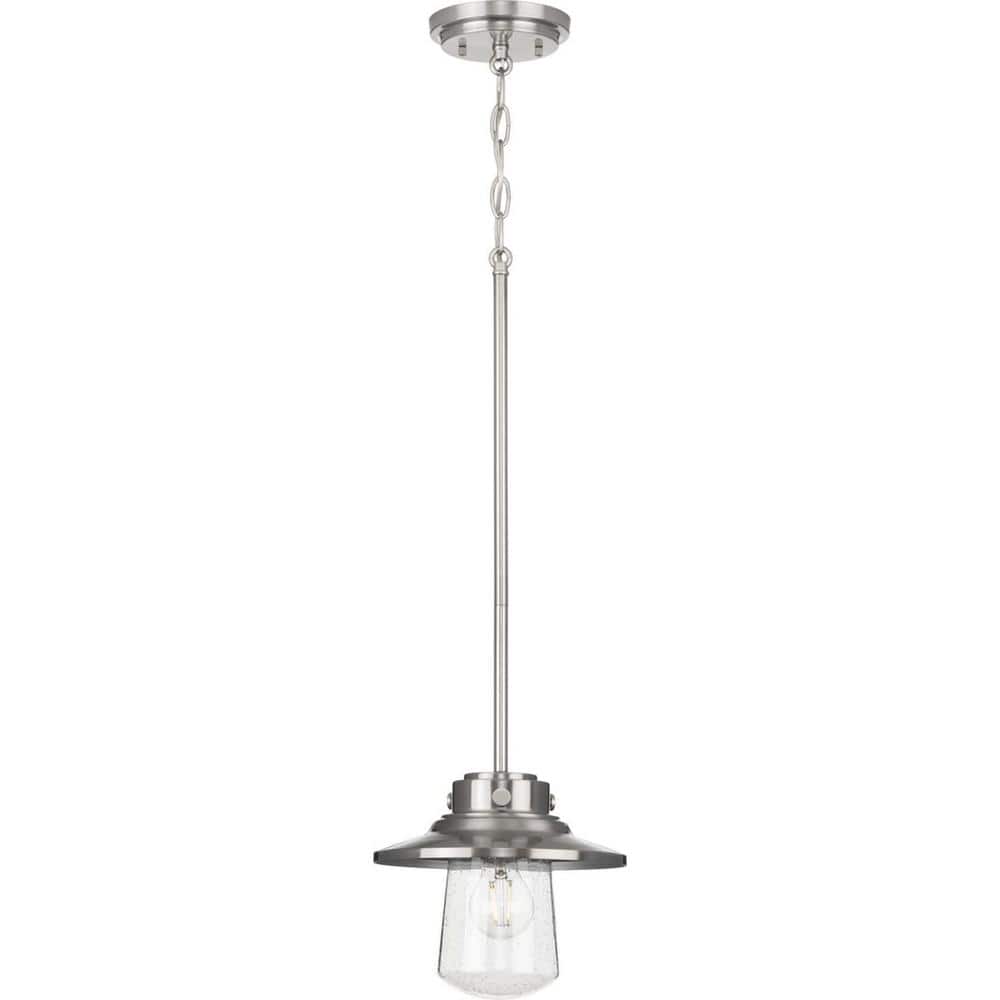 Tremont 9" Stainless Steel Seeded Glass Farmhouse Mini-Pendant