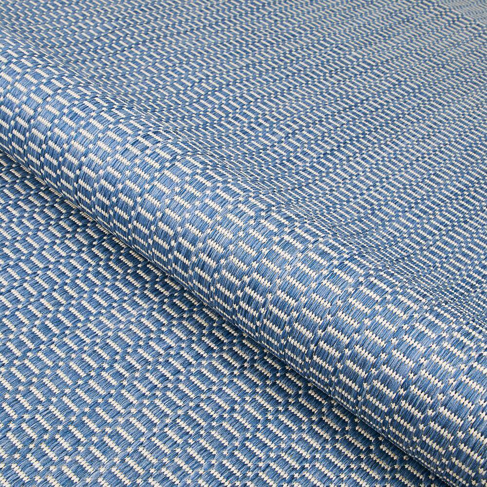 Blue Rectangular Flat Woven Stain-Resistant Synthetic Rug 8'6" x 13'0"