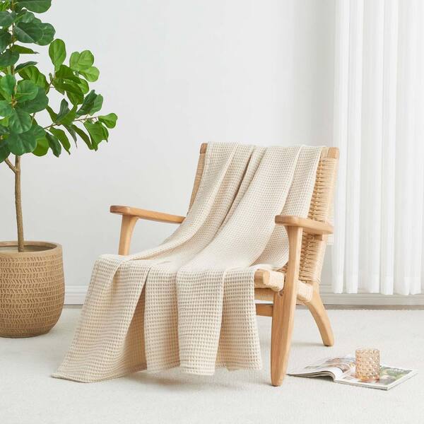 FRESHFOLDS Beige 100% Cotton Full/Queen Lightweight Waffle