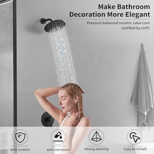 1-Spray Pattern Single Handle with 2.5 GPM 9 in. Wall Mount Fixed Shower Head in Matte Black (Valve Included)