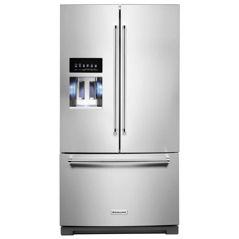 KitchenAid 27 cu. ft. French Door Refrigerator in PrintShield Stainless with Exterior Ice and Water, Stainless Steel with PrintShield Finish