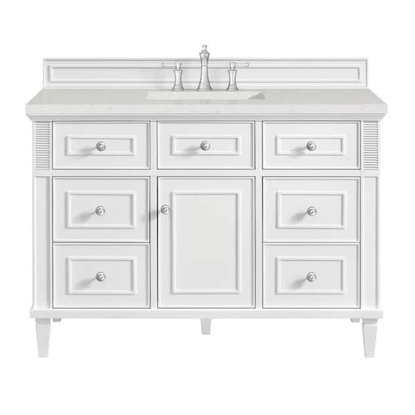 James Martin Vanities Lorelai 48.0 in. W x 23.5 in. D x 34.06 in. H Single Sink Bathroom Vanity in Bright White with Lime Delight Quartz Top
