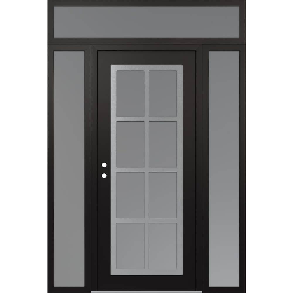 C16 64 in. x 96 in. Silver P Right-Hand/Inswing Frosted Glass Black/White 2 Sidelite + Transom Steel Prehung Front Door price history on PriceWatchPro