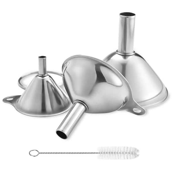 Stainless Steel Funnels for Transferring Essential Oils, Liquids, Fluids, Bottles, Flasks and Cooking Tasks (3-Pack)