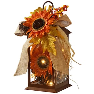 12 in. Decorated Autumn Lantern with LED Lights