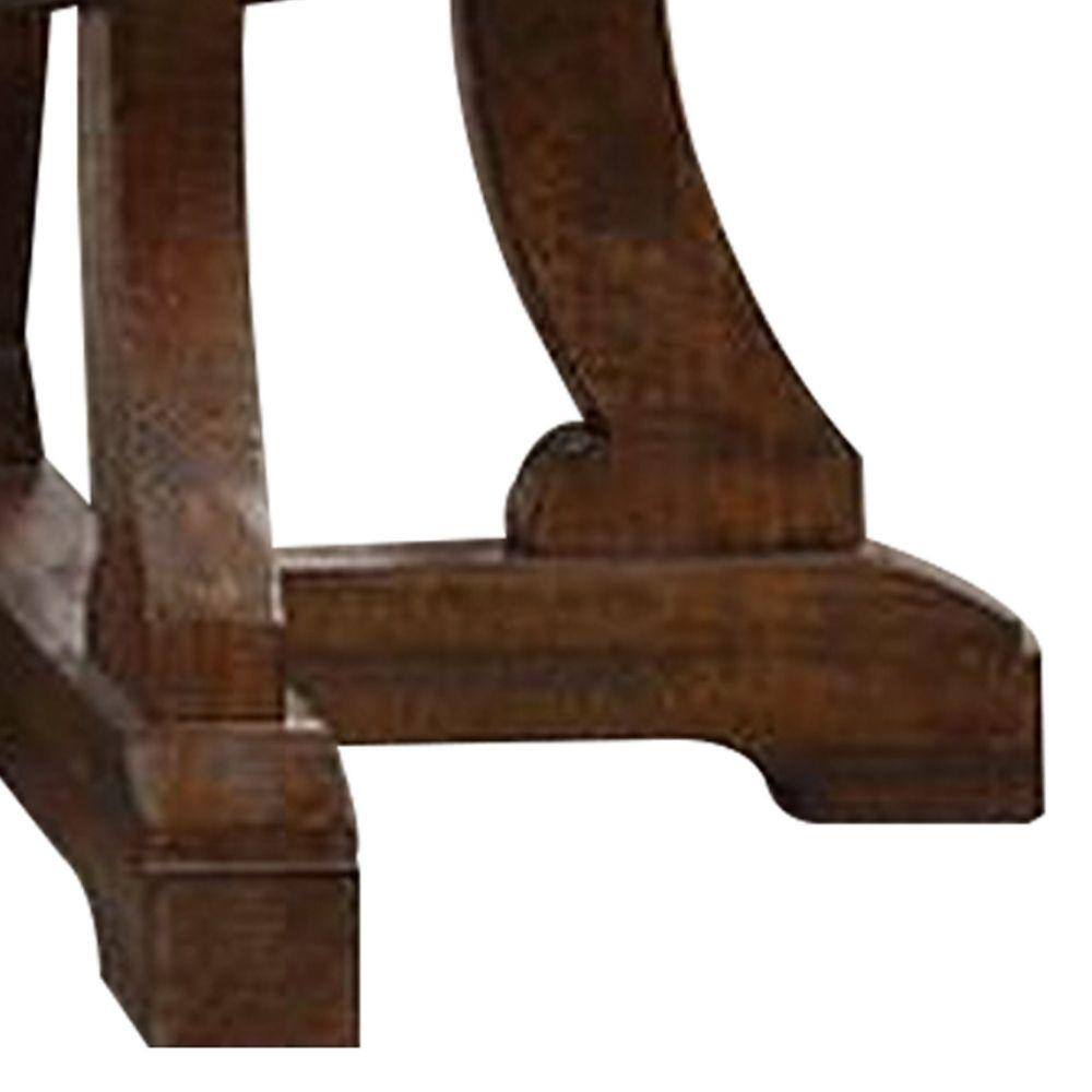 54 Inch Round Reclaimed Wood Dining Table with Dark Brown Pedestal