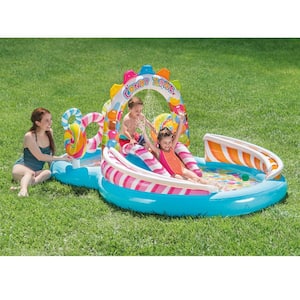 Kidney Kids 116 in. x 75 in. x 51 in. D Inflatable Candy Zone Swim Kids Splash Pool with Waterslide (2-Pack)